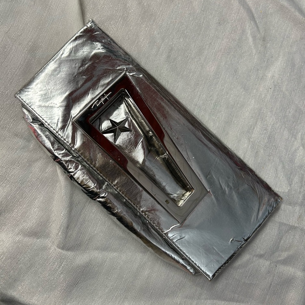 Thierry Mugler Metallic Silver Clutch